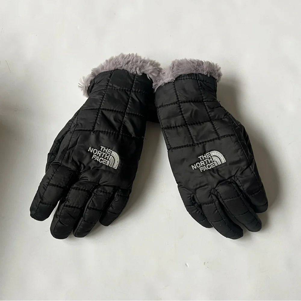 The North Face Mossbud Swirl Fleece Gloves Black Girl's Small Quilted Gorpcore